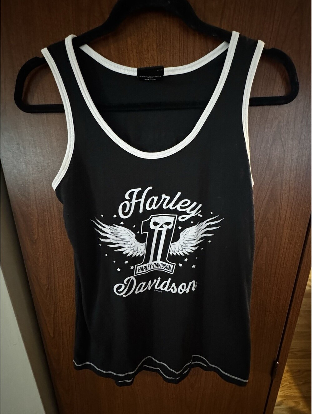 Harley Davidson Womens S Tank Top Tecumseh MI Black White Dealer Graphi